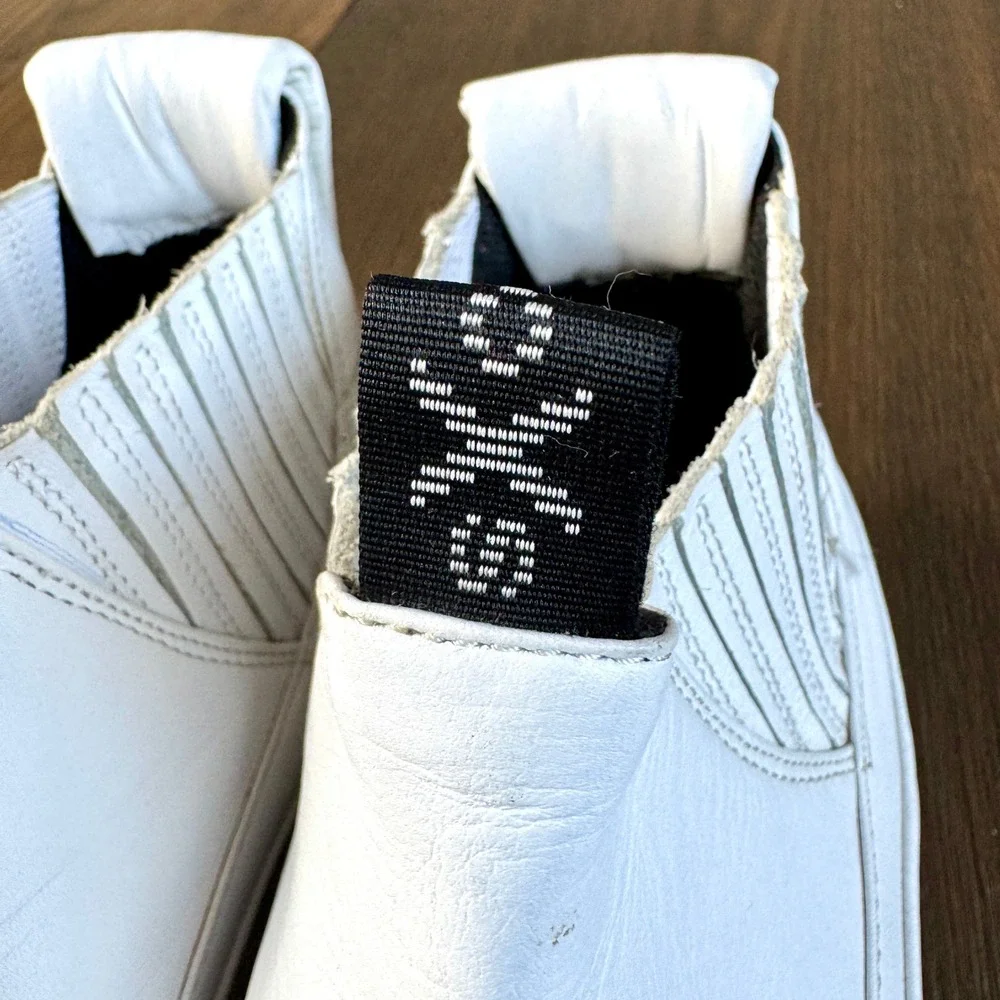 OXS‎ Womens Woobie High Top Leather Sneakers 7 White Made in Italy Streetwear